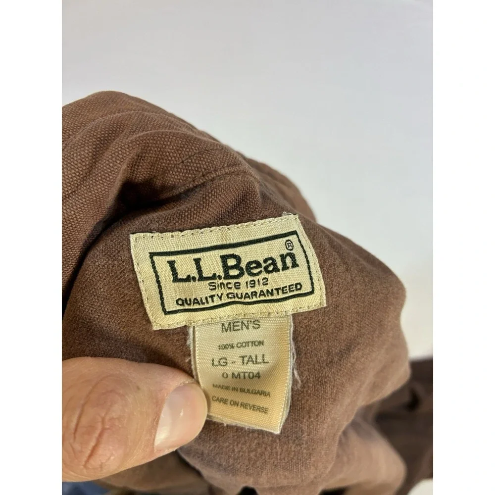 Vintage L.L. Bean Men's Large Tall Brown Flannel‎ Button Down Shirt Cotton Long